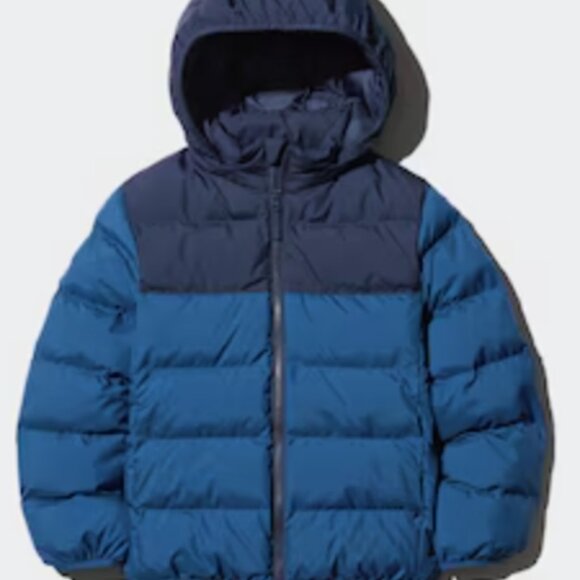 UNIQLO Kids PUFFTECH Washable Parka | Colour Block - Blue & Black Size 11-12 - Picture 4 of 7